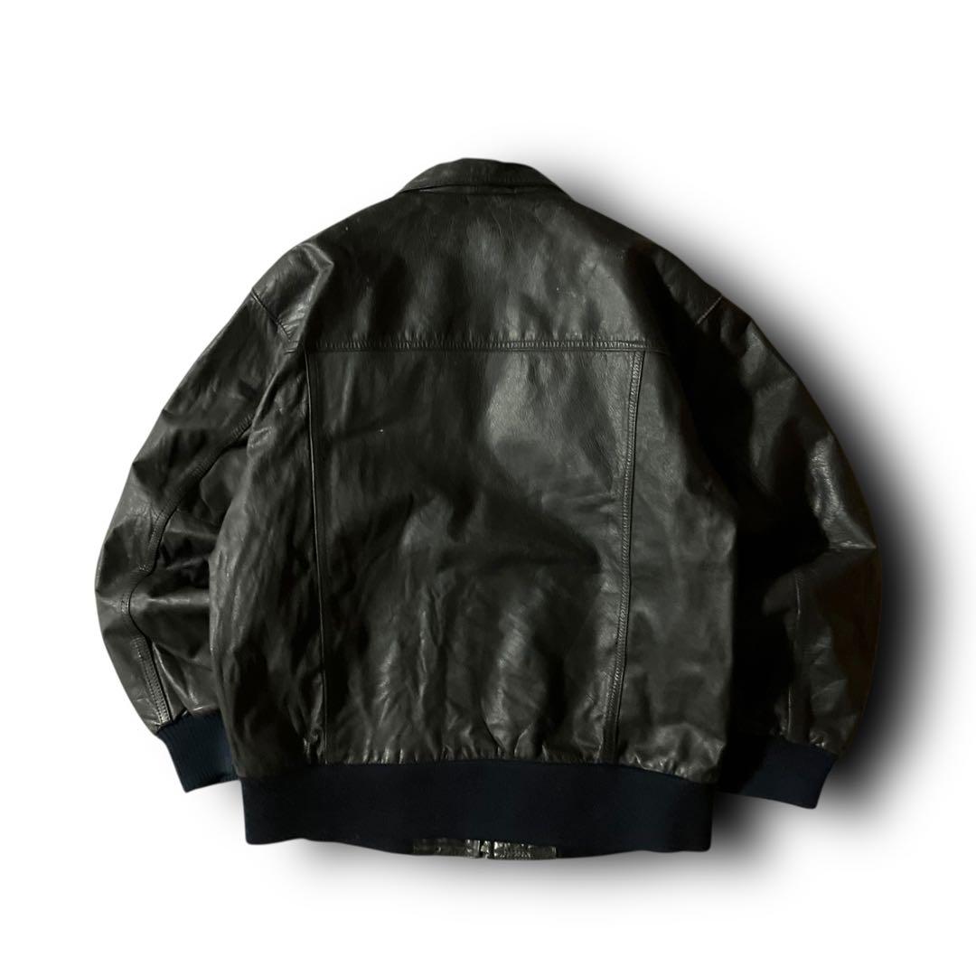 ばなな√ 様☆vintageレザージャケット本革リアルカウレザーシングル短丈ブル