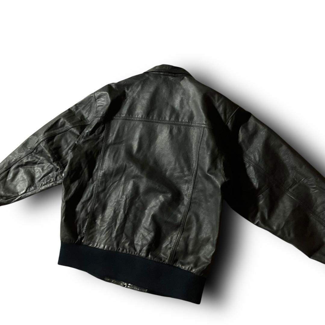 ばなな√ 様☆vintageレザージャケット本革リアルカウレザーシングル短丈ブル