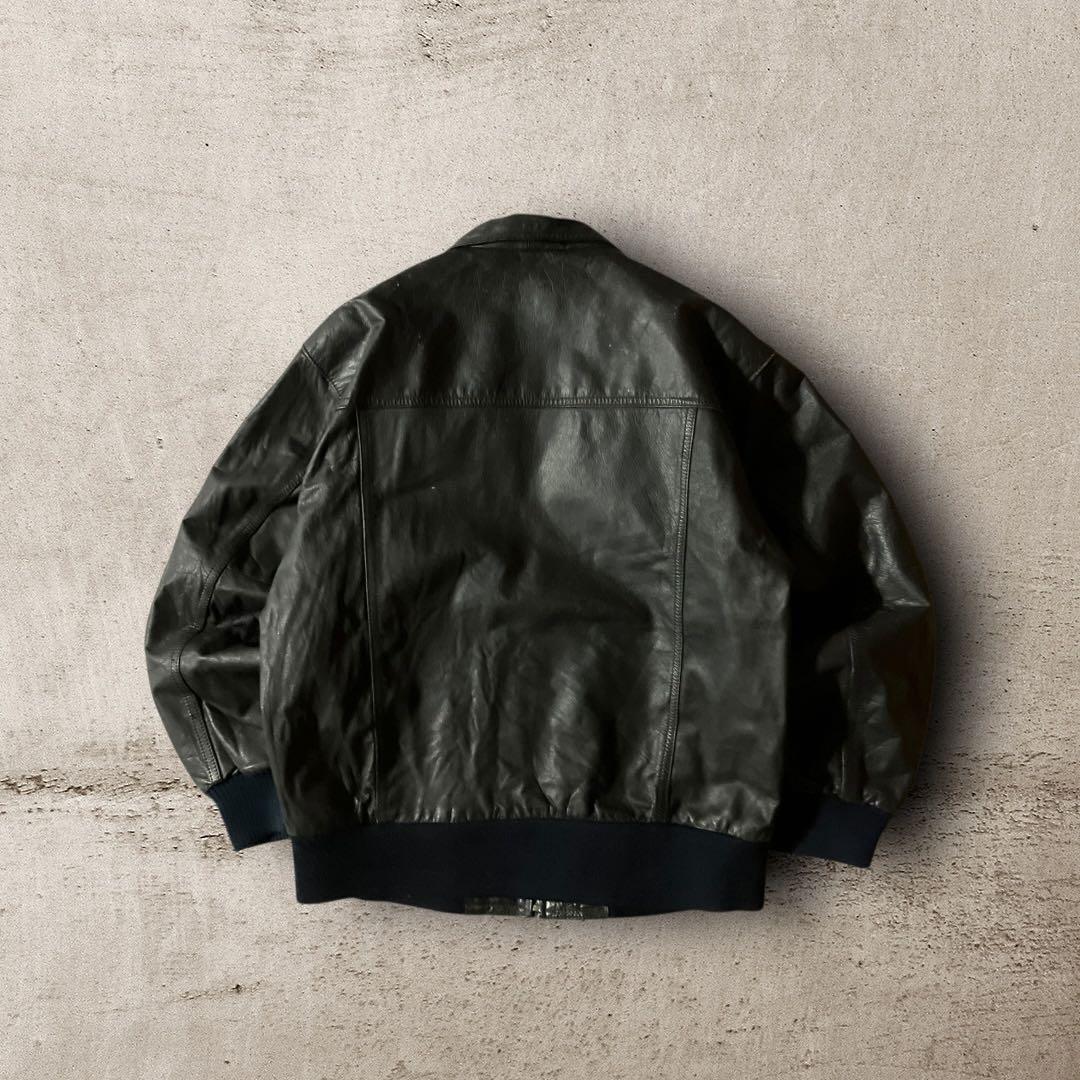 ばなな√ 様☆vintageレザージャケット本革リアルカウレザーシングル短丈ブル