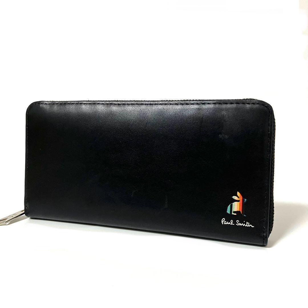 ポールスミス✨メンズ✨ラウンド✨ファスナー長財布✨マーケトリーストライプラビット