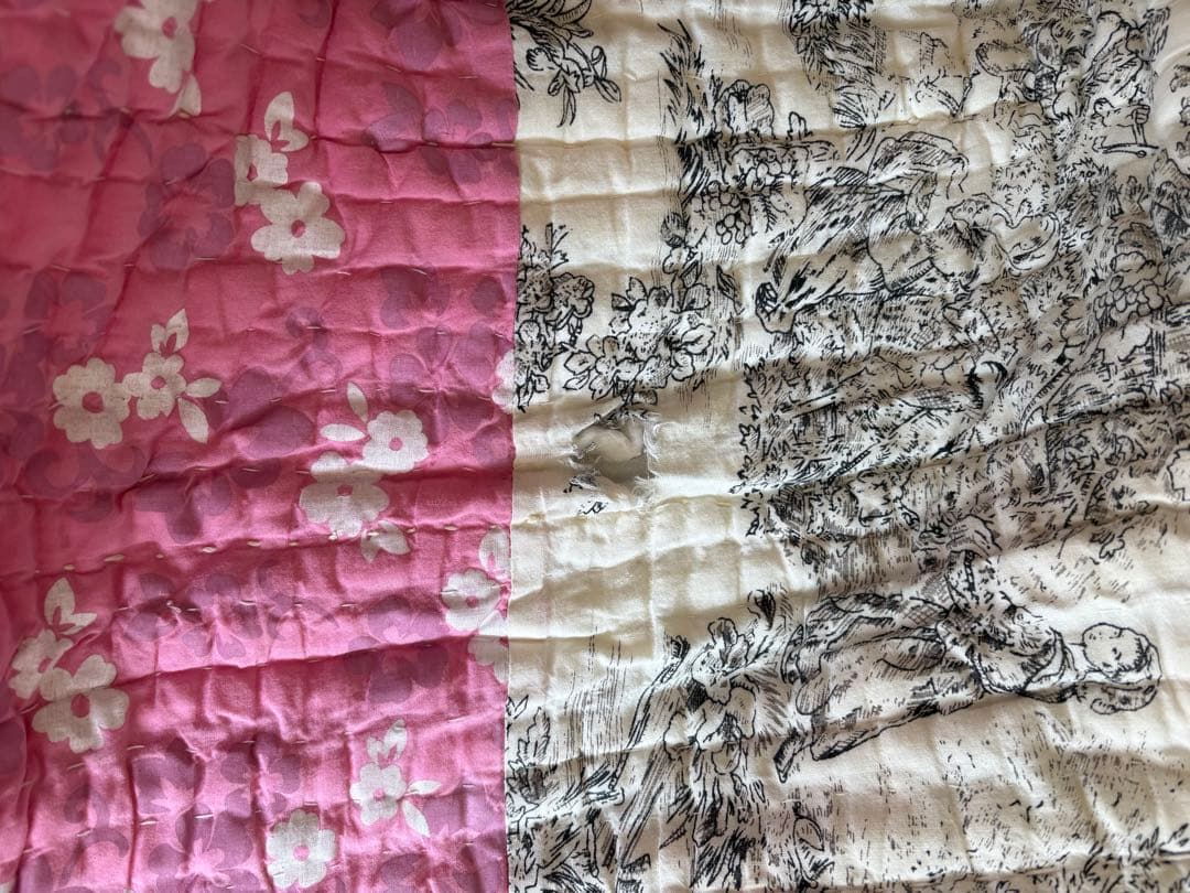 オンフィルダンディエンヌ フランス製 キルトカバー ラグ 花柄 フラワープリント