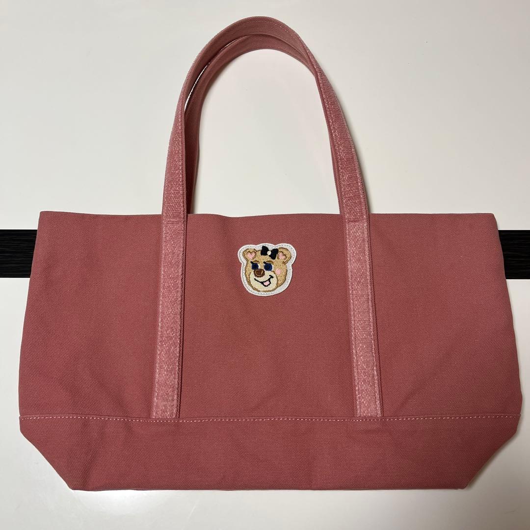 ラブラリーバイフェイラー　オールドテディガール　ワッペントートバッグ　ピンク