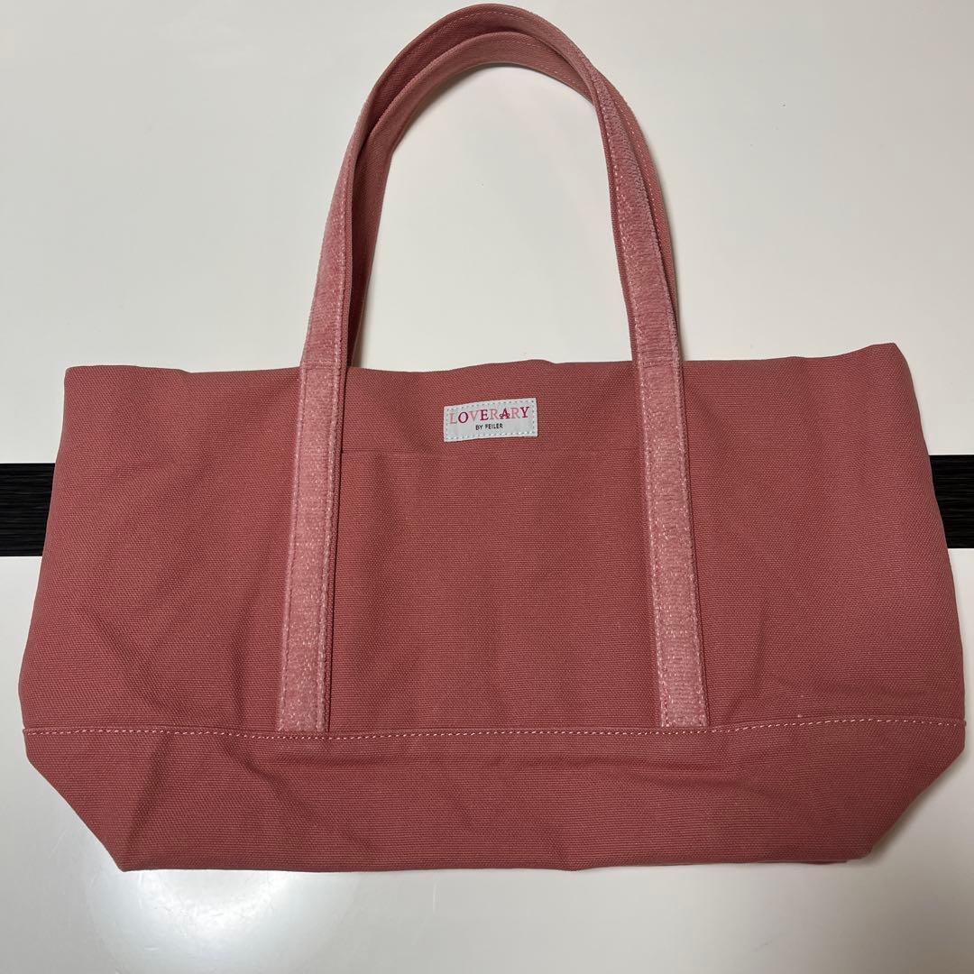 ラブラリーバイフェイラー　オールドテディガール　ワッペントートバッグ　ピンク