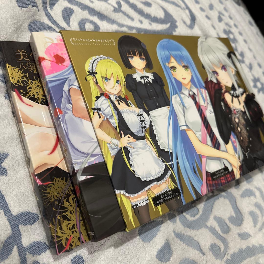 美少女万華鏡 八宝備仁アートワークス 上下巻　収納ボックス付　ポストカード2枚