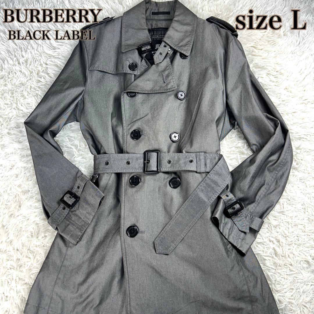 バーバリーブラックレーベル　トレンチコート　L　チェック　中綿ライナー　ベルト