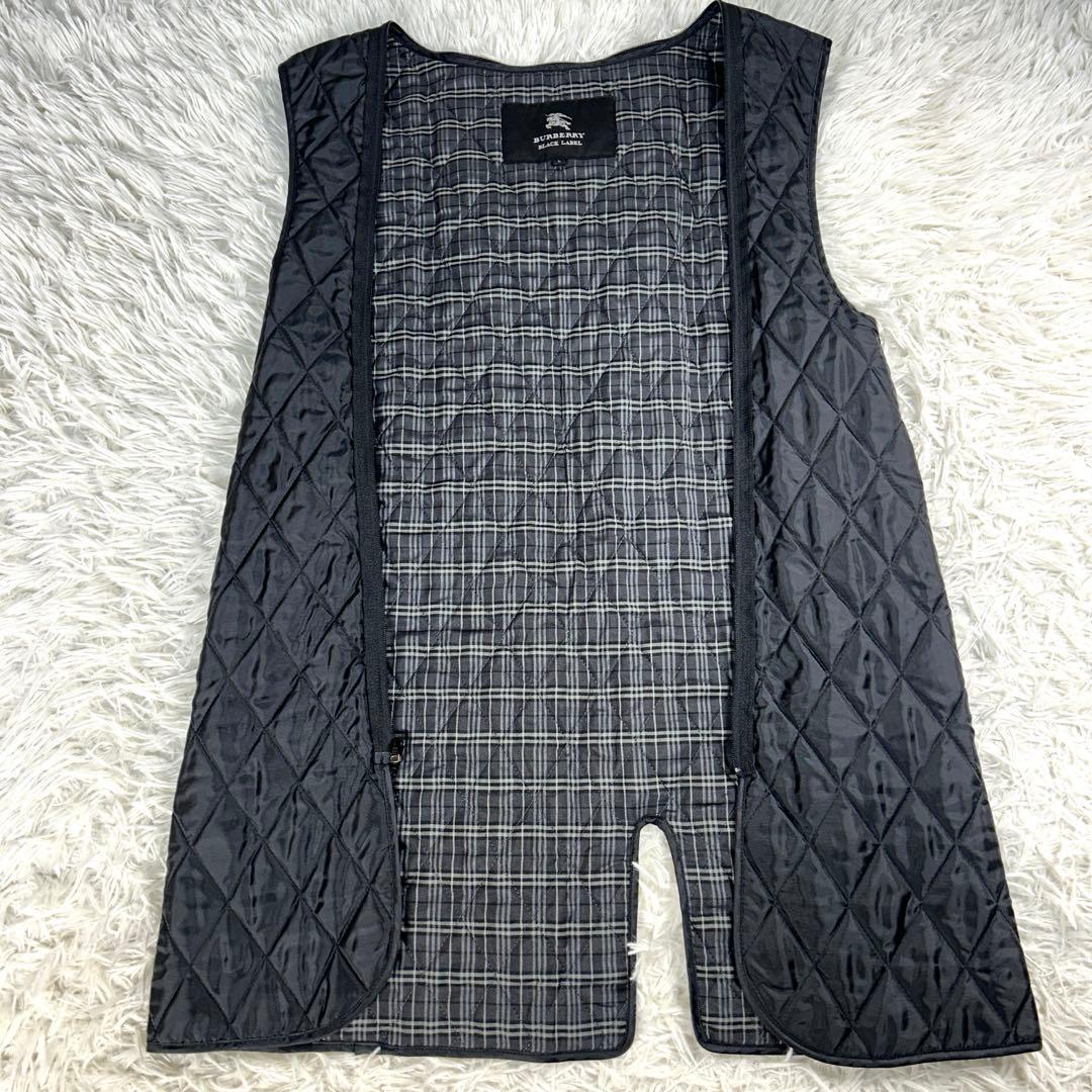 バーバリーブラックレーベル　トレンチコート　L　チェック　中綿ライナー　ベルト