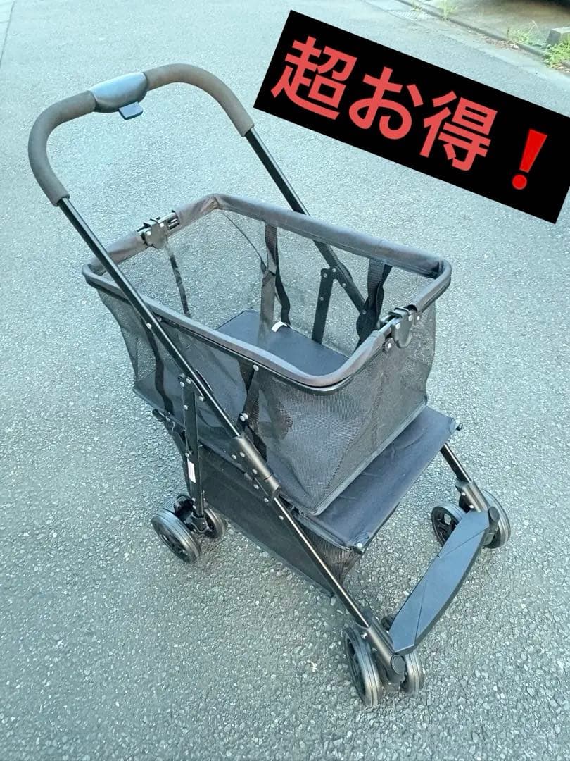 折りたたみショッピングカート ブラック 収納バスケット付き