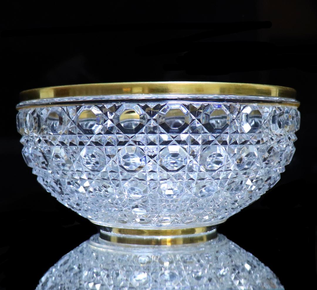 オールド・バカラ 美術館級1890年 特注品金縁大型鉢 ディアマン・ピエーリー