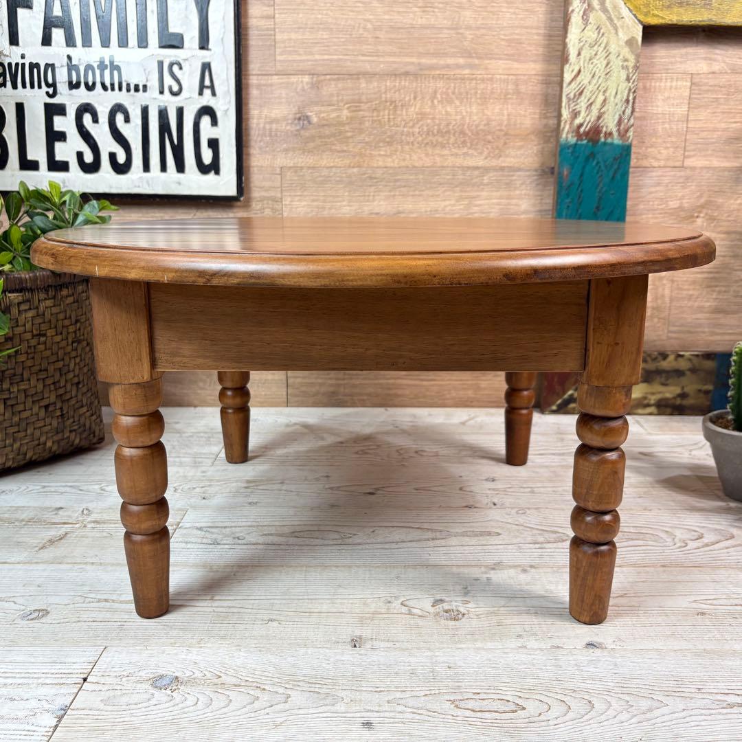 カントリー北欧調丸テーブル無垢ナチュラルウッド木製座卓松材無垢ちゃぶ台