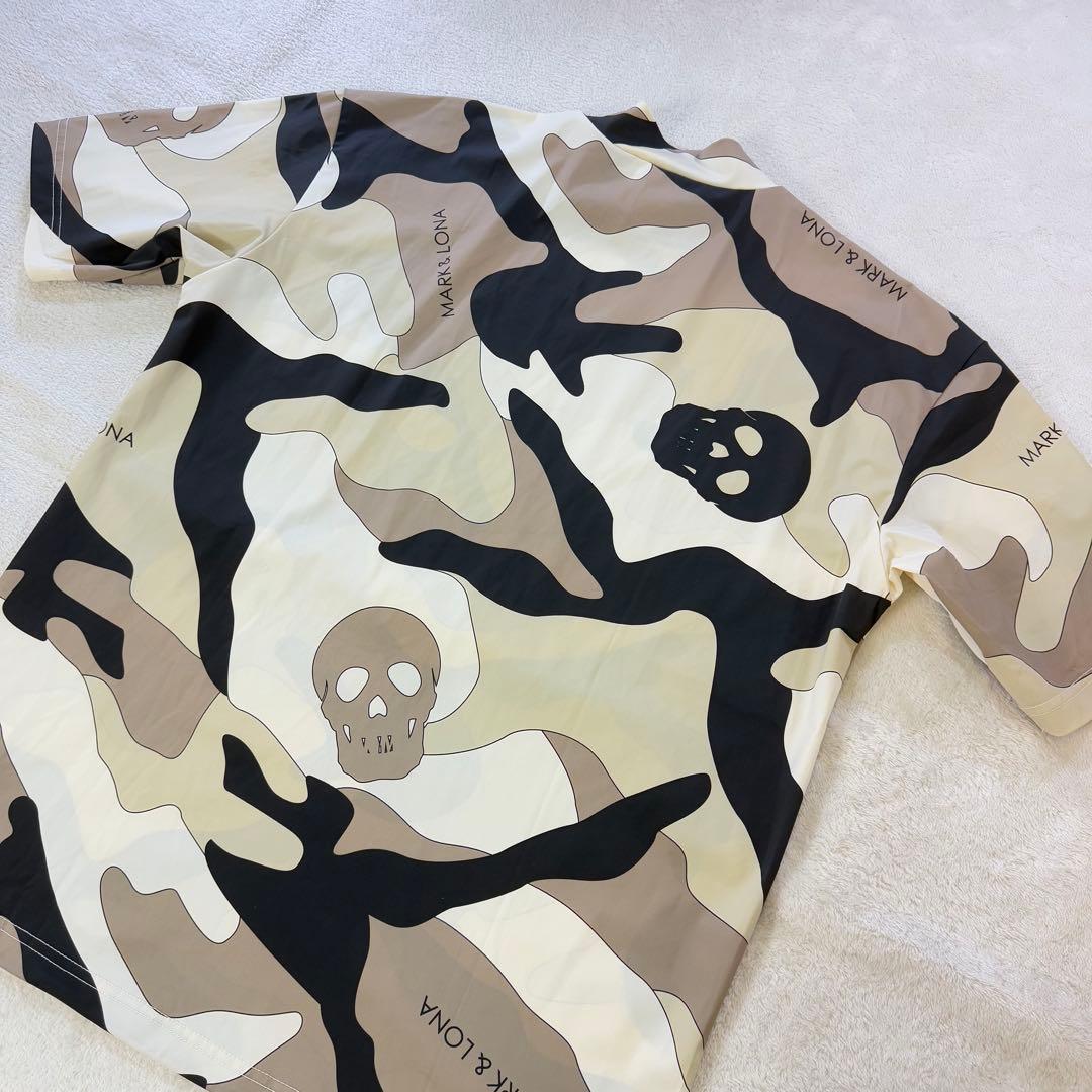 マークアンドロナ】立体ラバーロゴカモフラ柄ストレッチゴルフモックネックシャツ L
