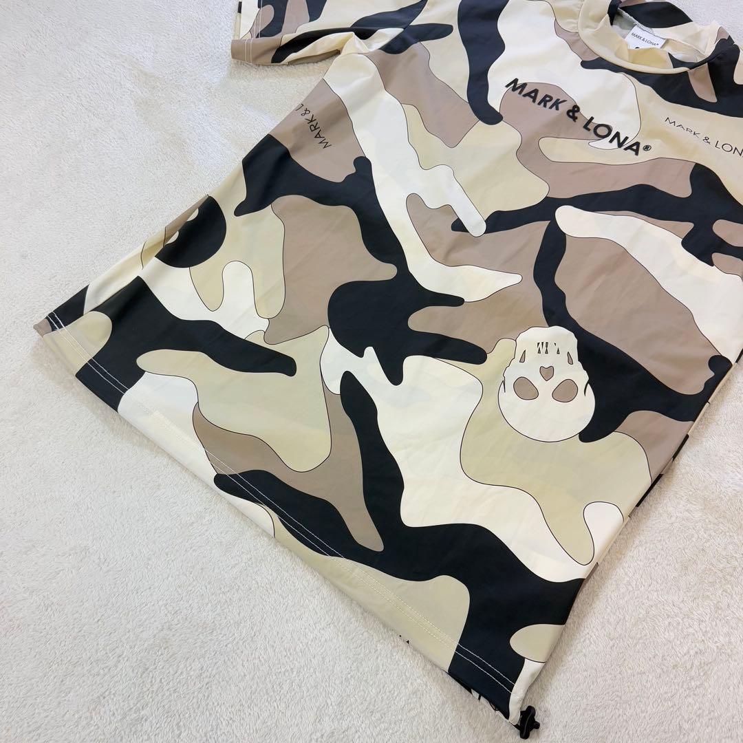 マークアンドロナ】立体ラバーロゴカモフラ柄ストレッチゴルフモックネックシャツ L