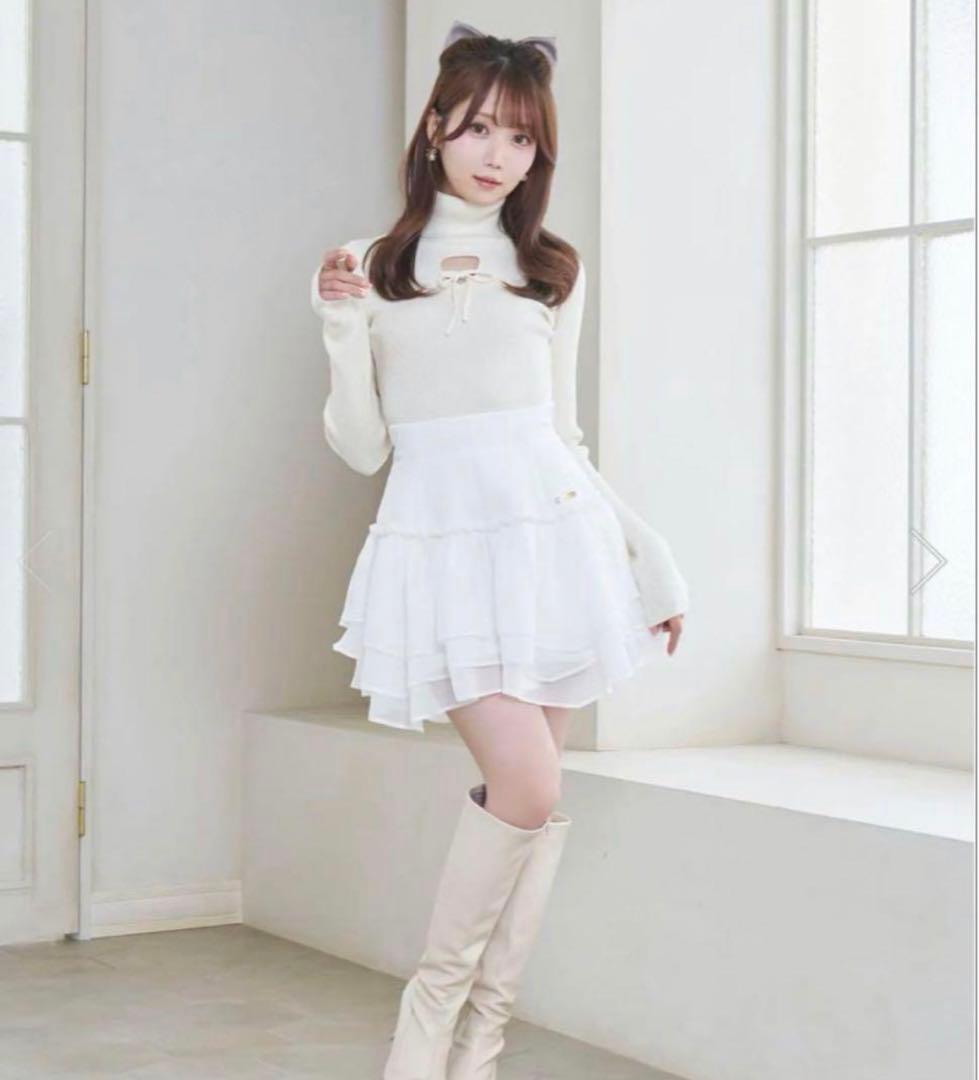 Rosé Muse organdy frills skirt pants M