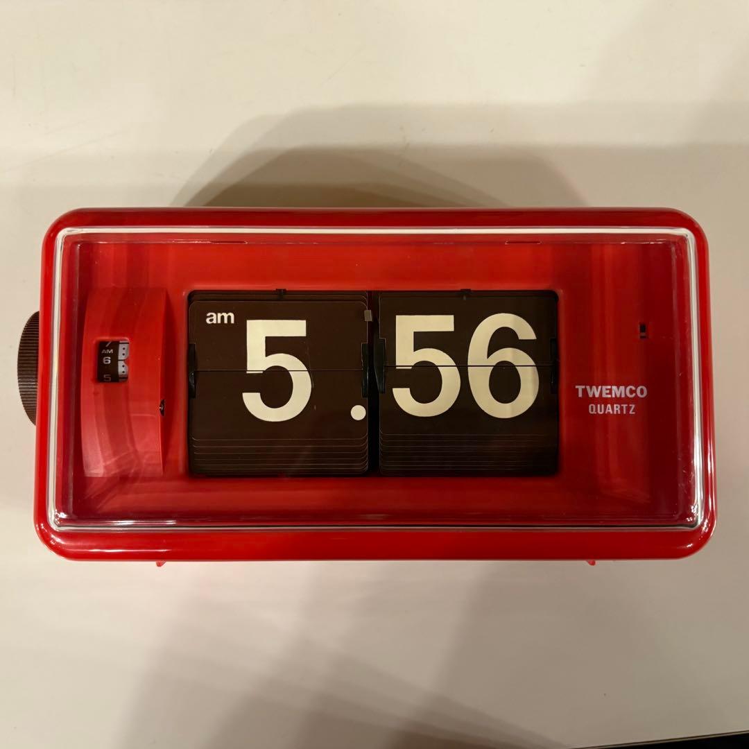 ★動作品★TWEMCO トゥエンコ パタパタ時計　AL-30 赤レトロ 目覚時計