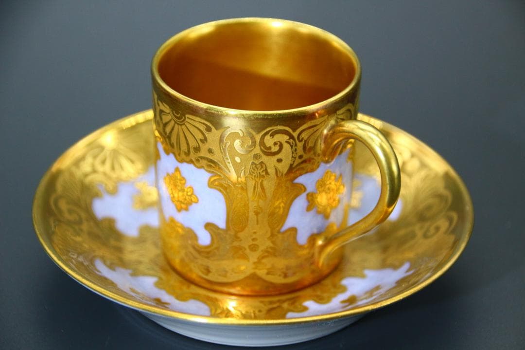 一点もの 芸術 1900年中期頃 フランス セーブル ゴールド カップ&ソーサー