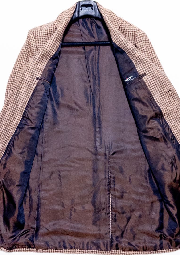 KITON キートン カシミヤ100% ハウンドトゥース コート 48 ブラウン