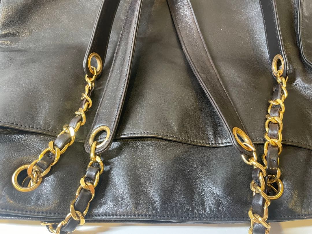 【極美品】CHANEL トートバッグ　チェーン　ラムスキン　ブラック　シール付き