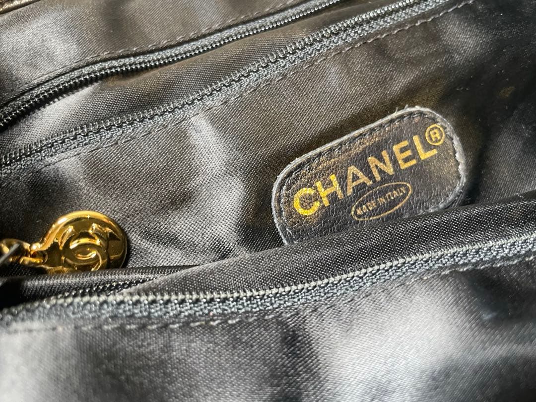 【極美品】CHANEL トートバッグ　チェーン　ラムスキン　ブラック　シール付き