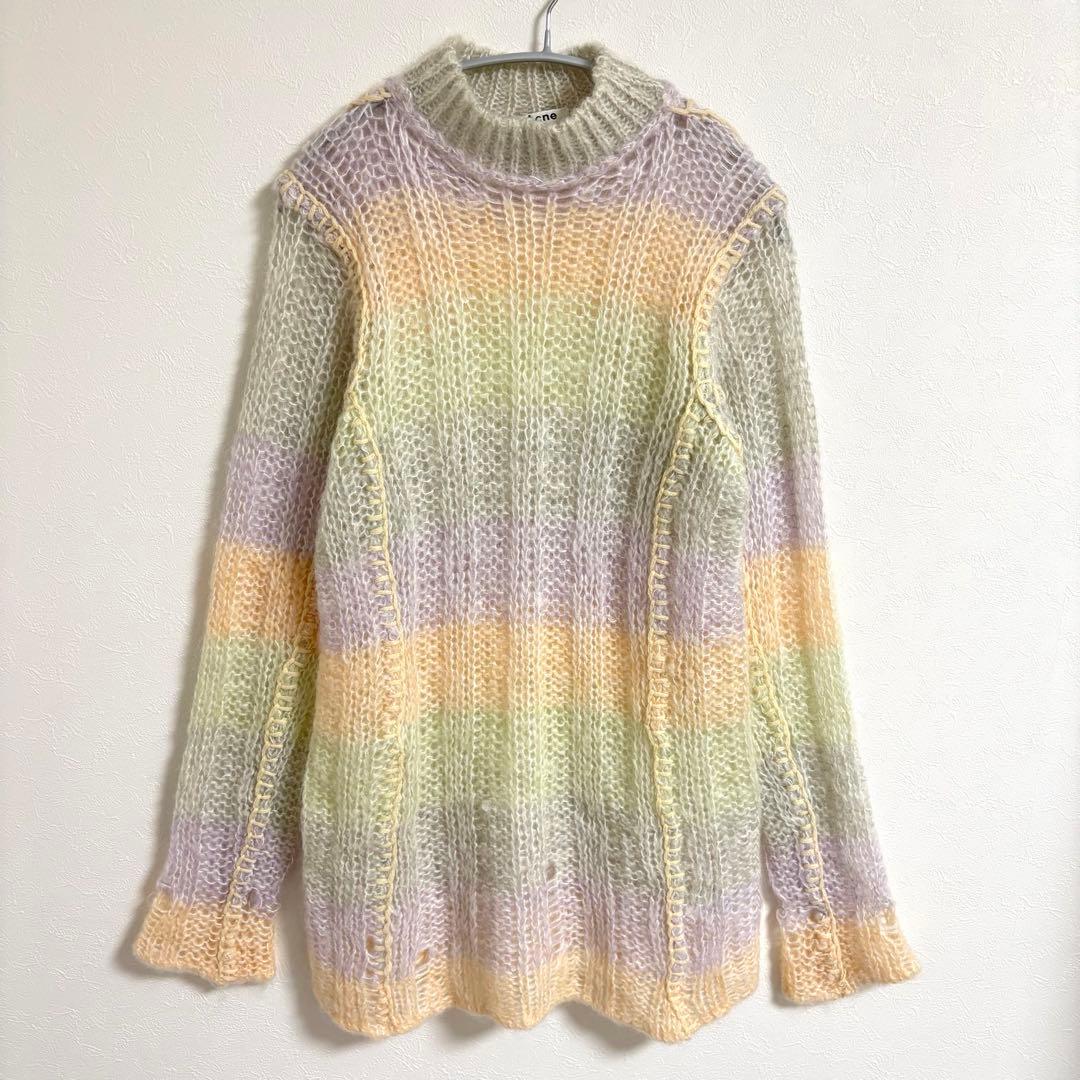 美品★ACNE STUDIOS モヘア モックネック マルチカラー ニット XS