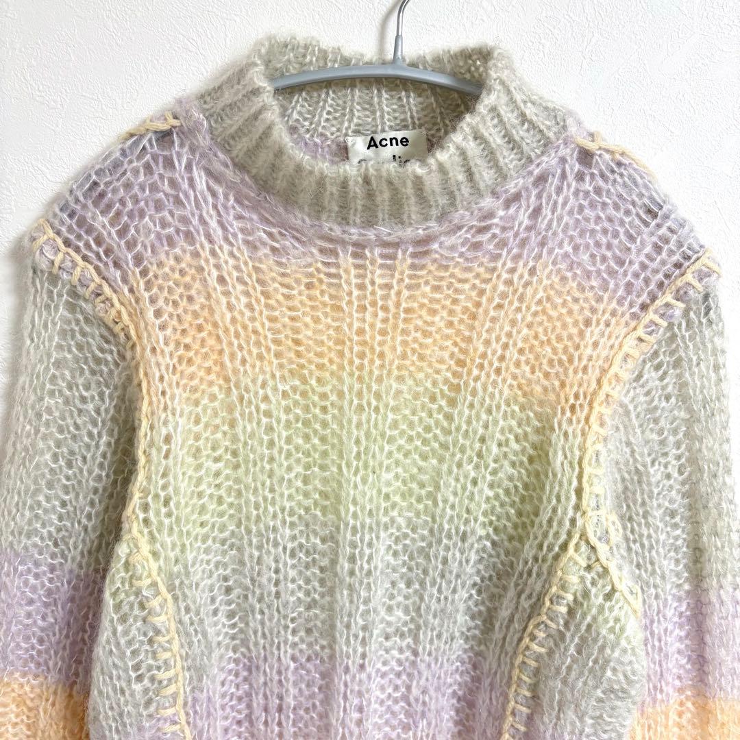 美品★ACNE STUDIOS モヘア モックネック マルチカラー ニット XS