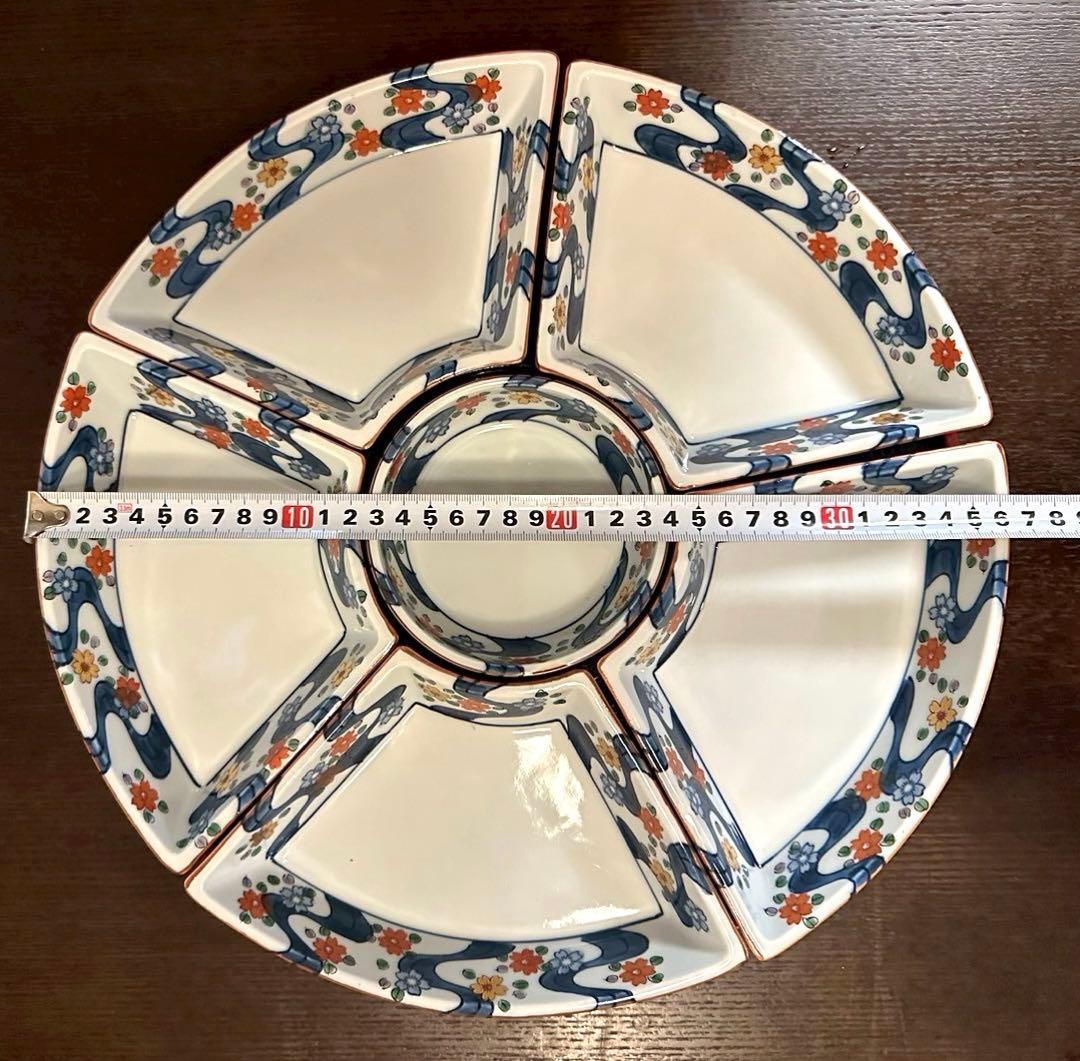 【値下げしました】有田焼　掛ノ谷釜　回転台付き仕切り皿 直径約30cm