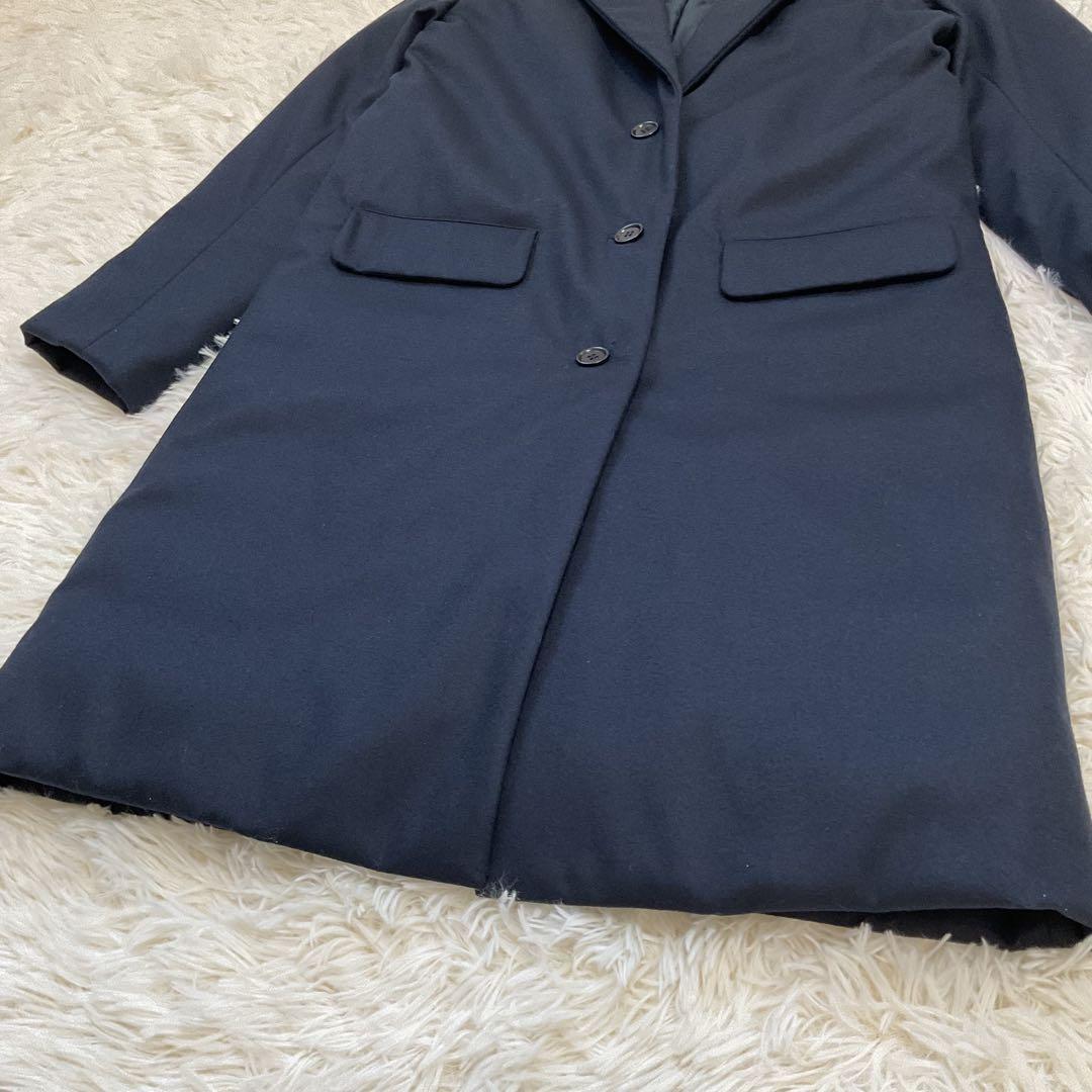 美品♪セオリーリュクス ダウン チェスターコート ロング 40 ネイビー