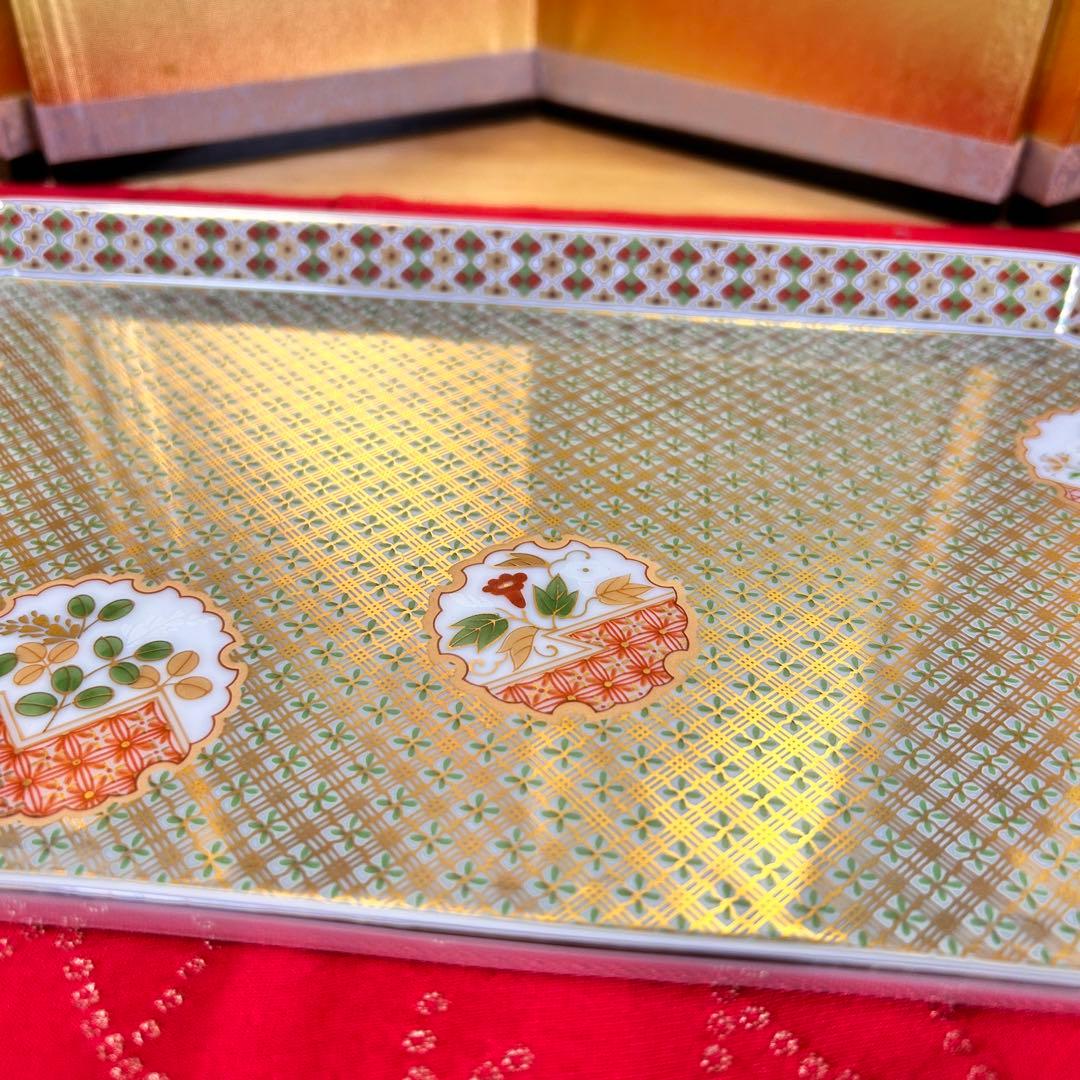 【未使用品】美濃焼　庫山窯　金彩狩衣　八角長盛大皿　オードブルプレート　廃盤品