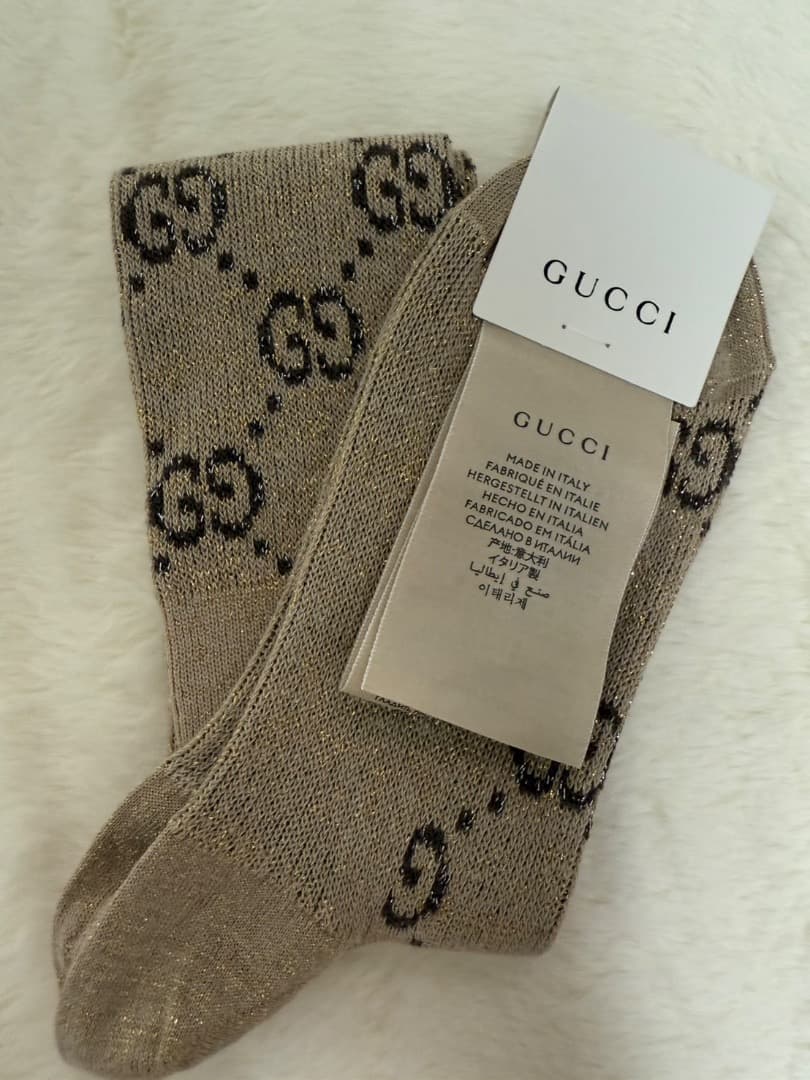 新品未使用GUCCI GGロゴソックス ベージュ