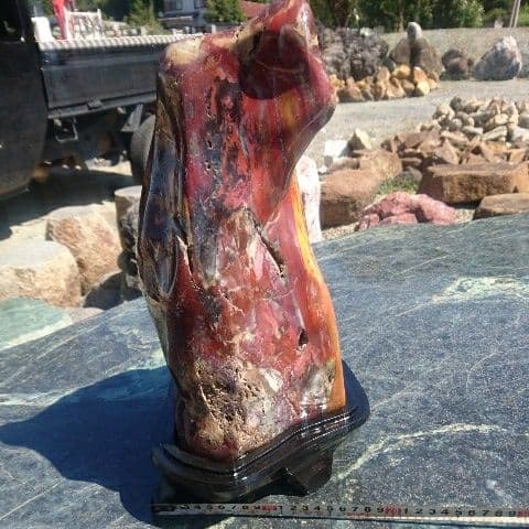 北海道産 錦紅石 庭石 鑑賞石 原石 パワーストーン 宝石 置物 オブジェ