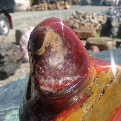 北海道産 錦紅石 庭石 鑑賞石 原石 パワーストーン 宝石 置物 オブジェ