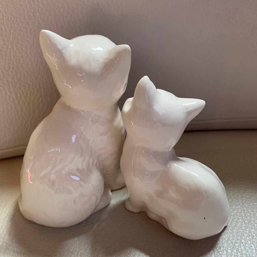 BESWICK ENGLAND白猫親子陶器置物 セット