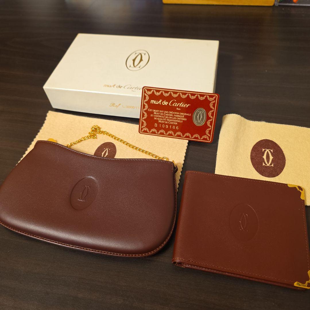Cartier　マストライン　ケース　ポーチ　チェーン付　札入れ　セット