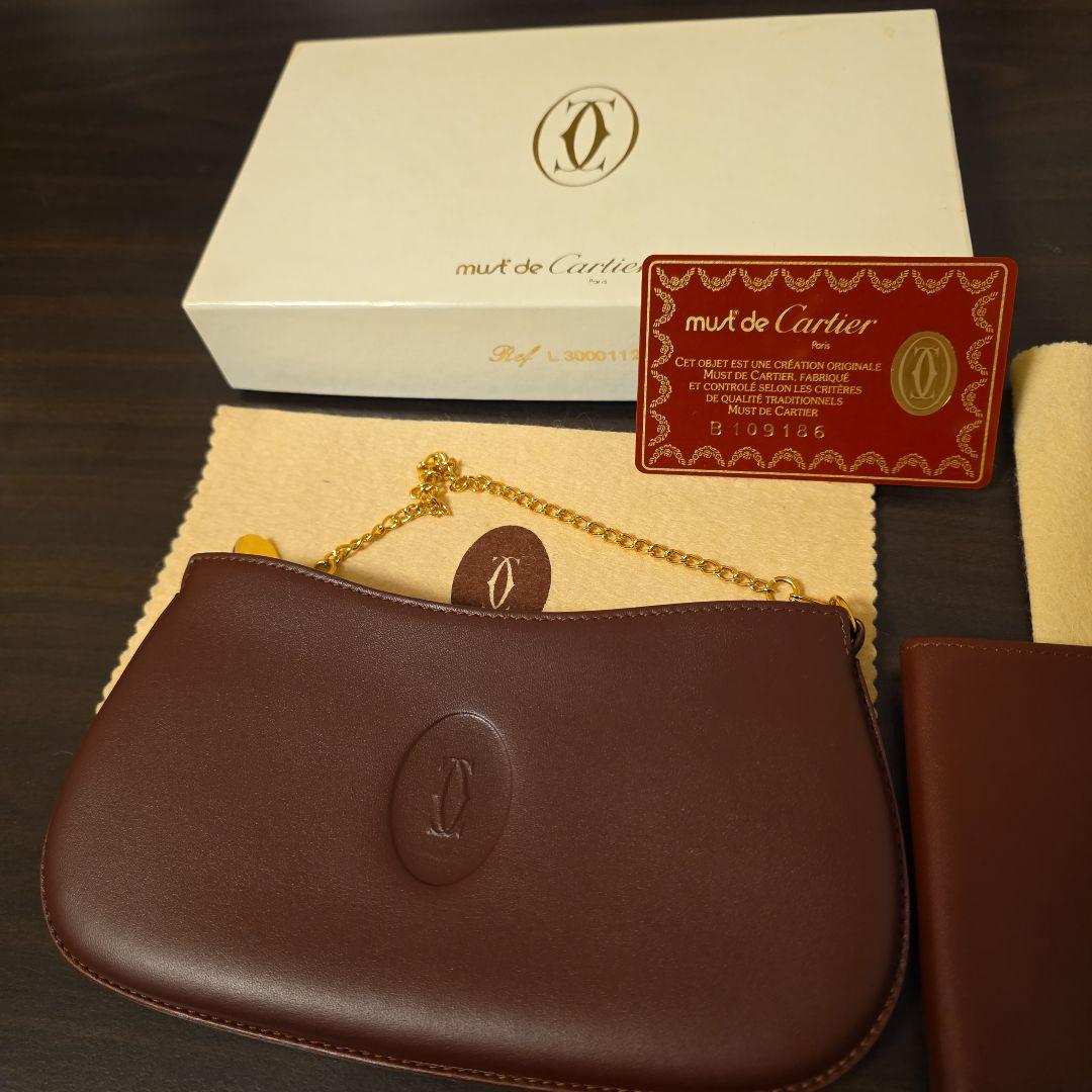 Cartier　マストライン　ケース　ポーチ　チェーン付　札入れ　セット
