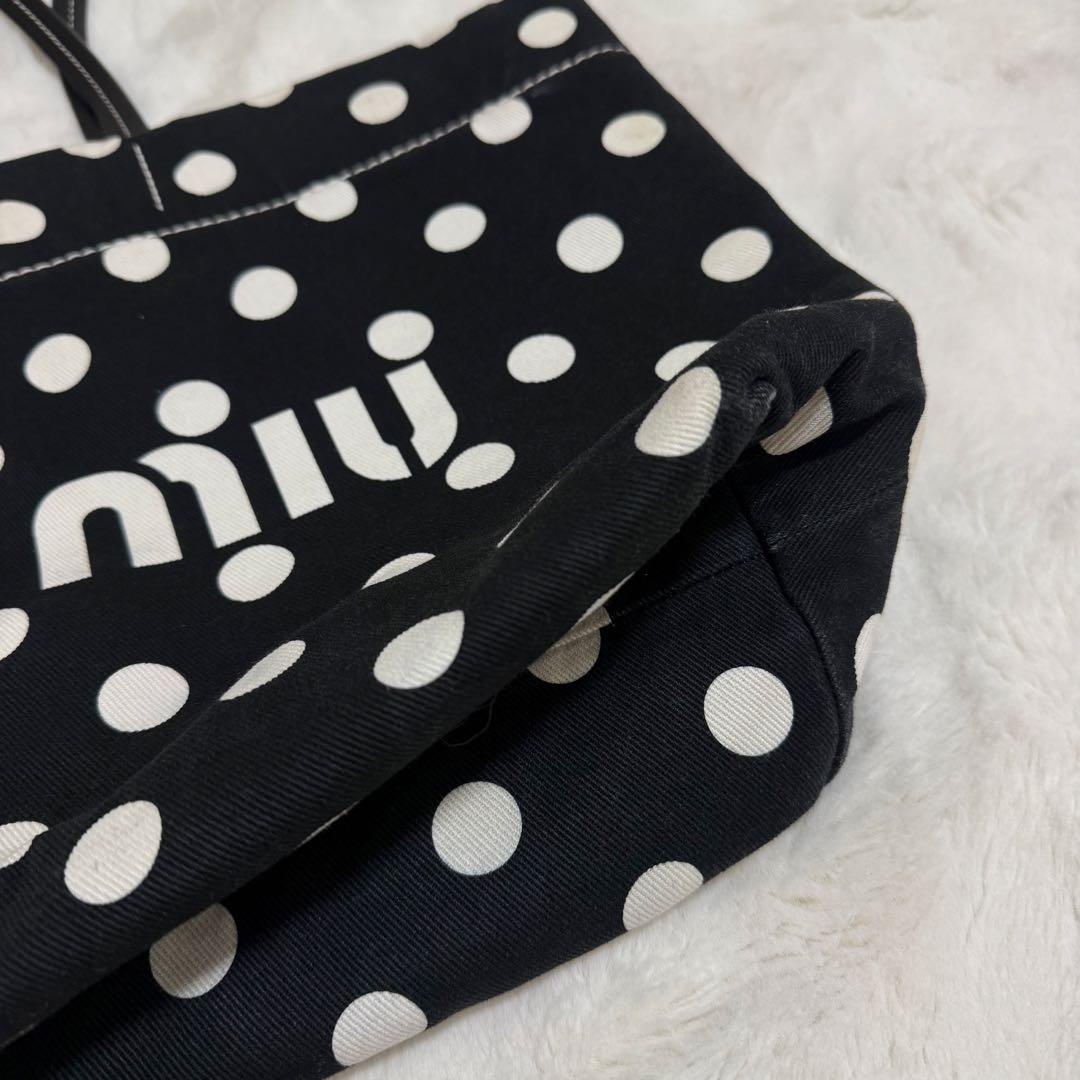 miu miu ドット柄 キャンパス トートバッグ