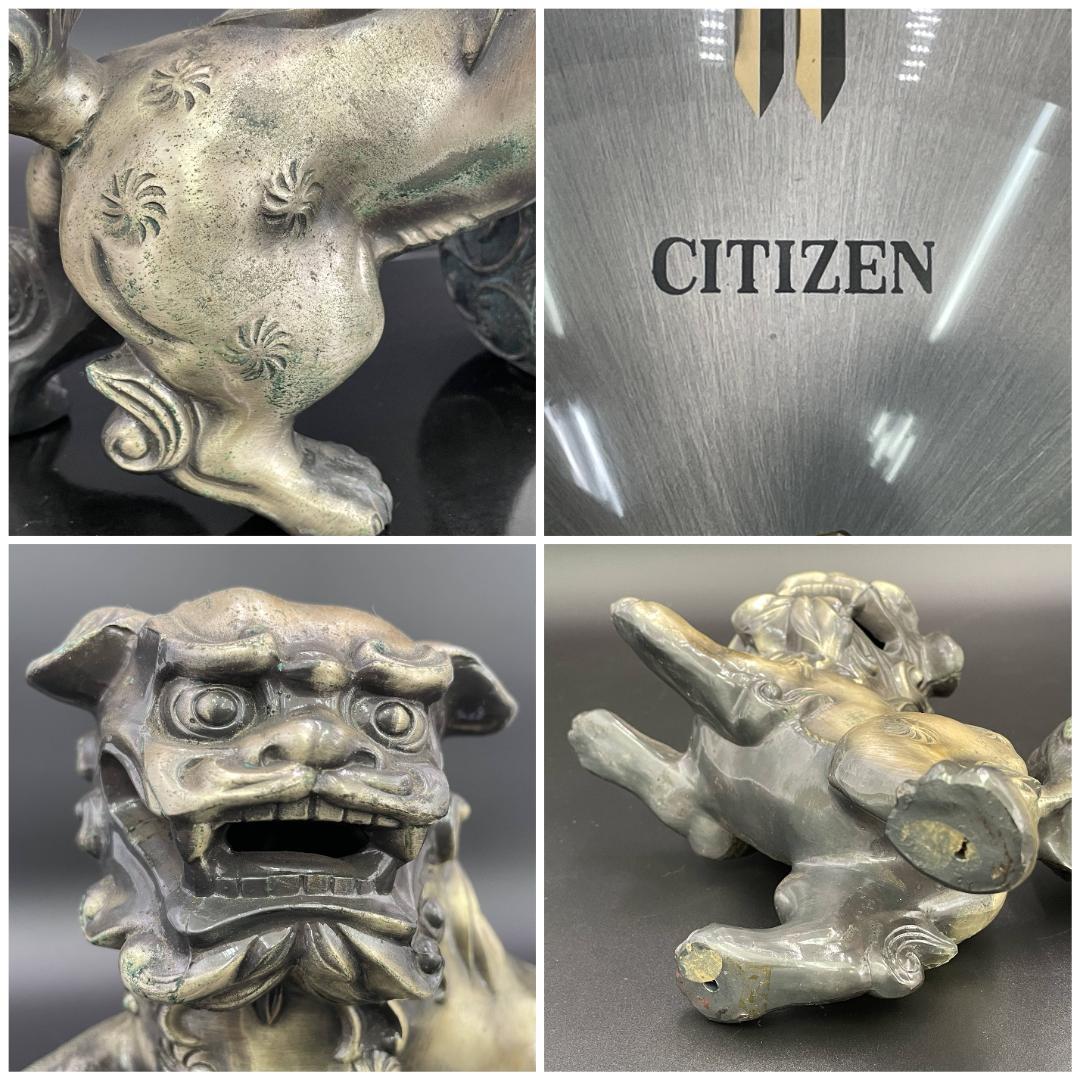 未使用長期保管品 動作品 シチズン ジュエルトロン 美術時計 唐獅子R8SC41