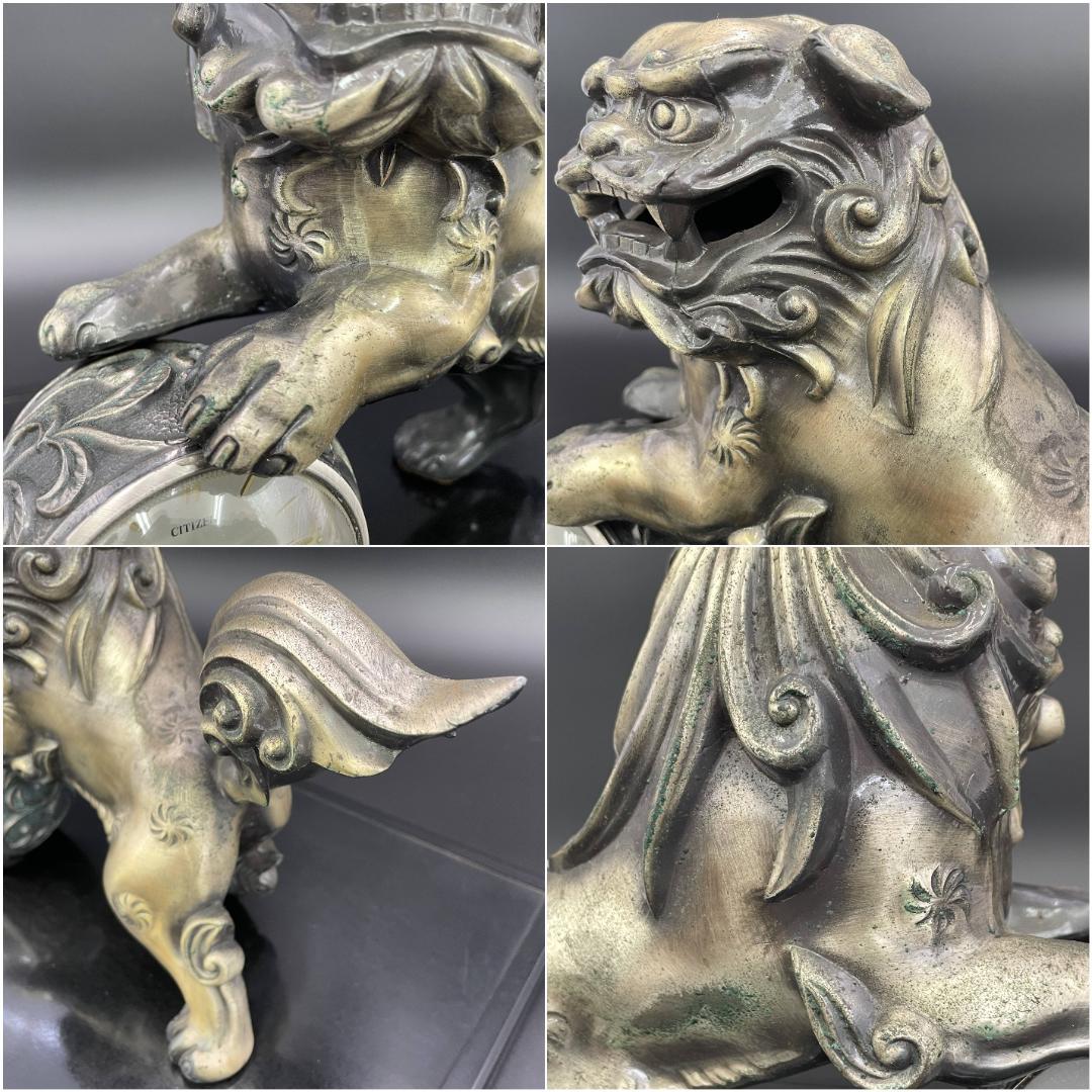 未使用長期保管品 動作品 シチズン ジュエルトロン 美術時計 唐獅子R8SC41