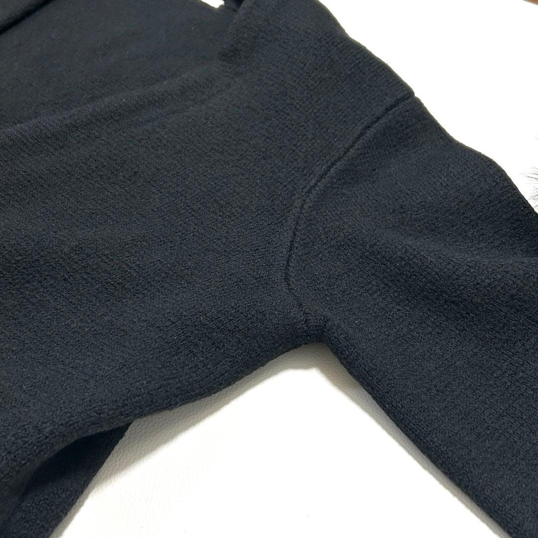 美品✨UN3D. ウールロングカーディガン ラクーンファースリーブ 黒 38