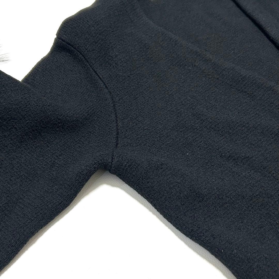 美品✨UN3D. ウールロングカーディガン ラクーンファースリーブ 黒 38