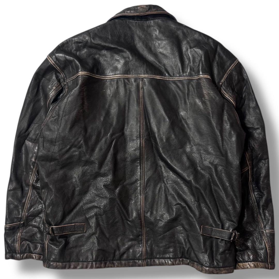 90s イタリア ユーロ 茶芯 レザージャケット ヴィンテージ ライダース