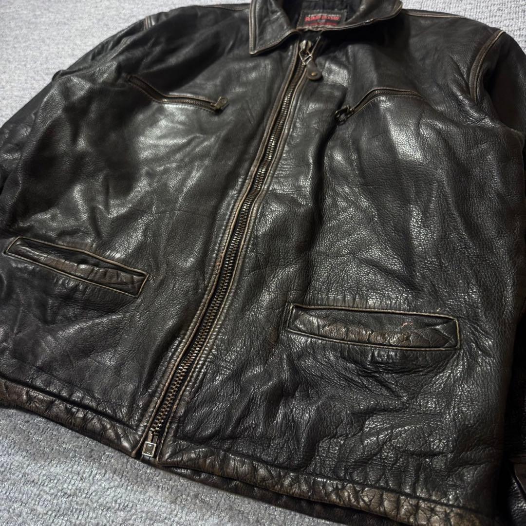 90s イタリア ユーロ 茶芯 レザージャケット ヴィンテージ ライダース
