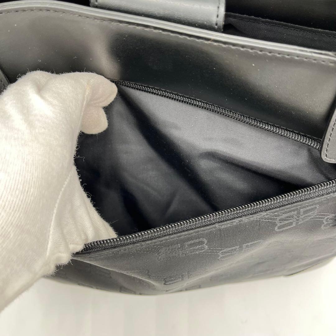 バレンシアガ トートバッグ 肩掛け BB柄 ロゴ金具 ブラック A4収納可能