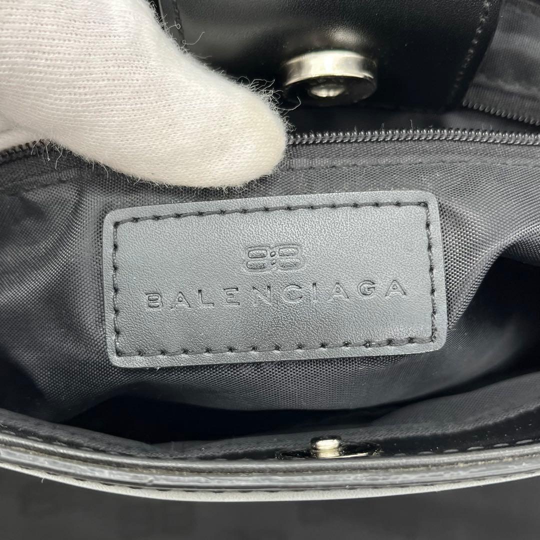 バレンシアガ トートバッグ 肩掛け BB柄 ロゴ金具 ブラック A4収納可能