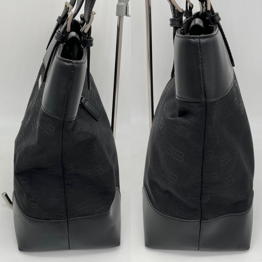 バレンシアガ トートバッグ 肩掛け BB柄 ロゴ金具 ブラック A4収納可能