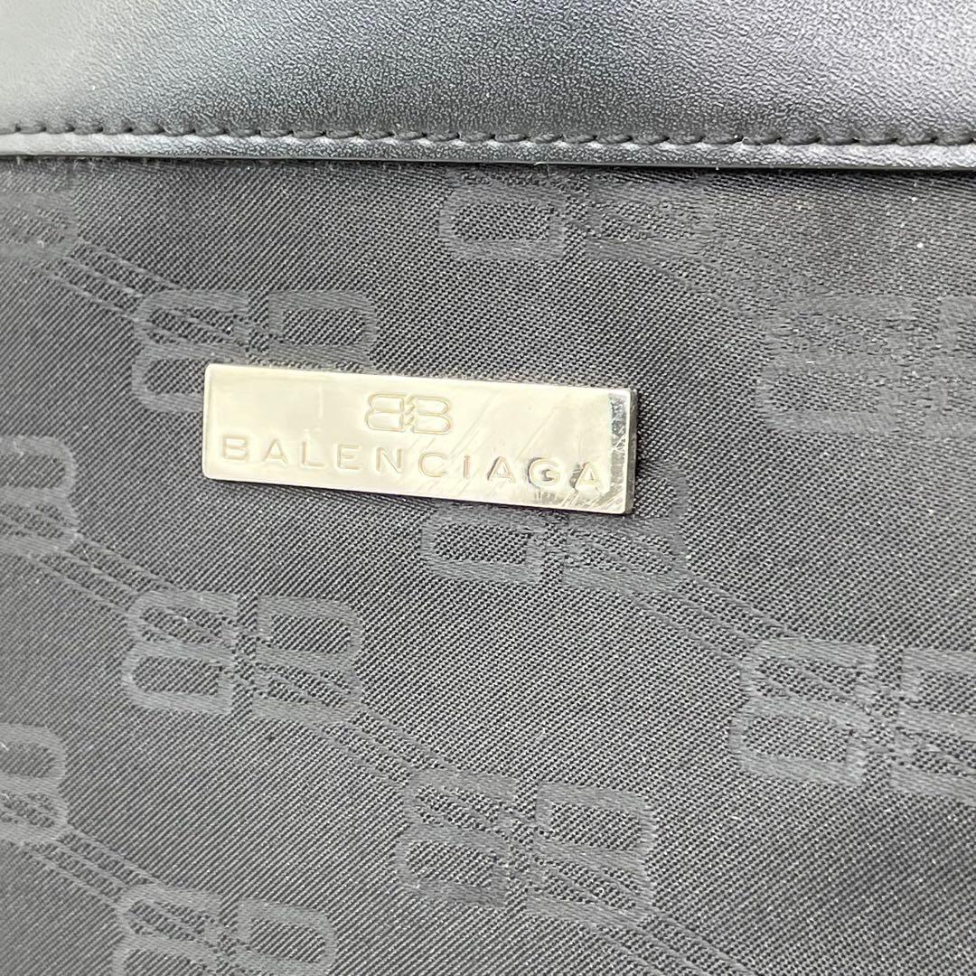 バレンシアガ トートバッグ 肩掛け BB柄 ロゴ金具 ブラック A4収納可能