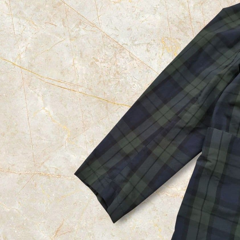 DANTON ダントン ブラックウォッチナイロンタフタフーデッドコート