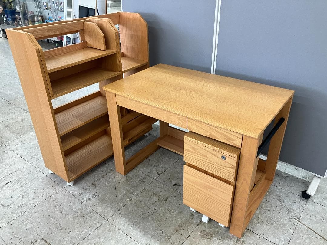 LOWYA 学習机 システムデスク ブラウン