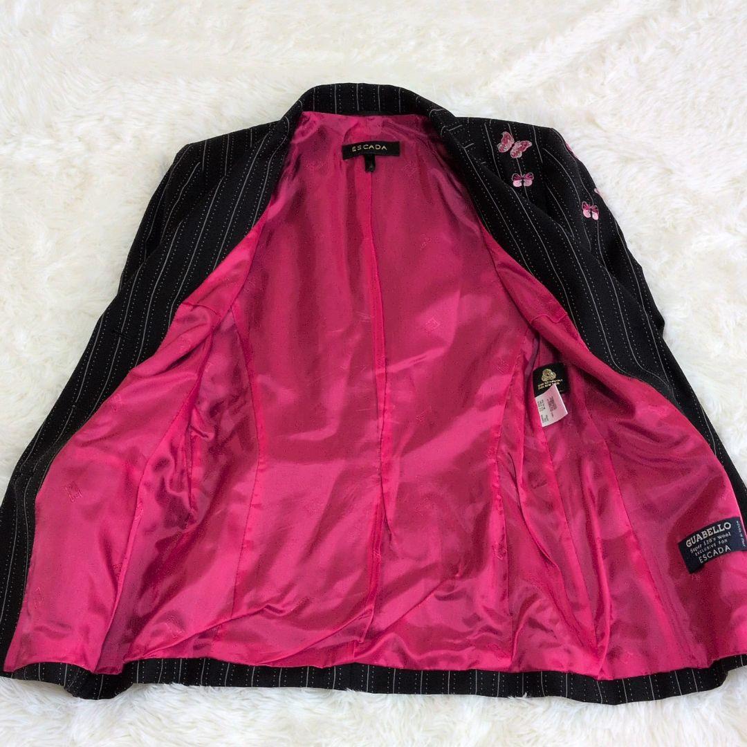 美品✨エスカーダ スーツ セットアップ 刺繍 ブラック ピンク