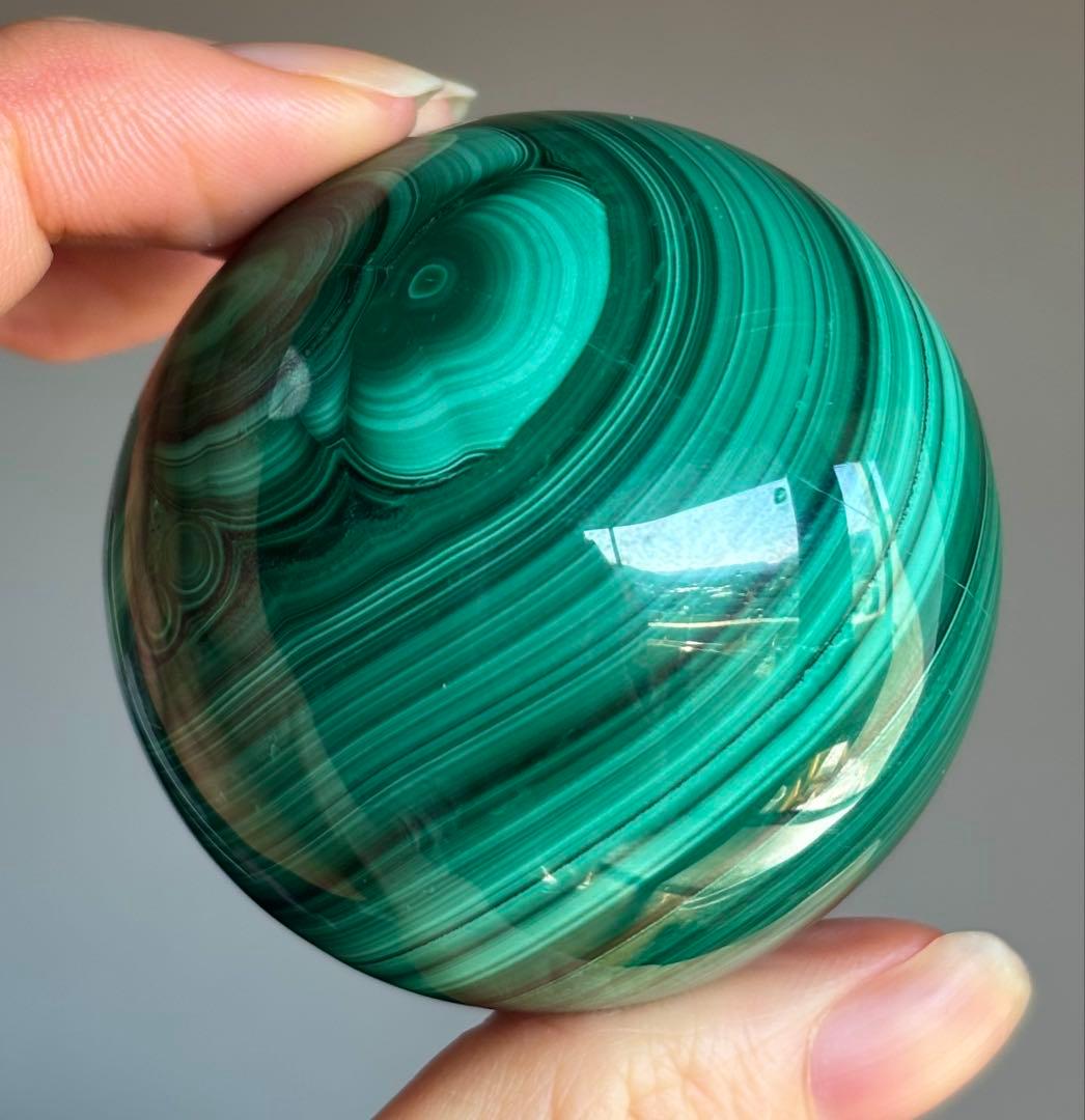 最高品質　マラカイト　天眼　スフィア　天然石　5.1センチ