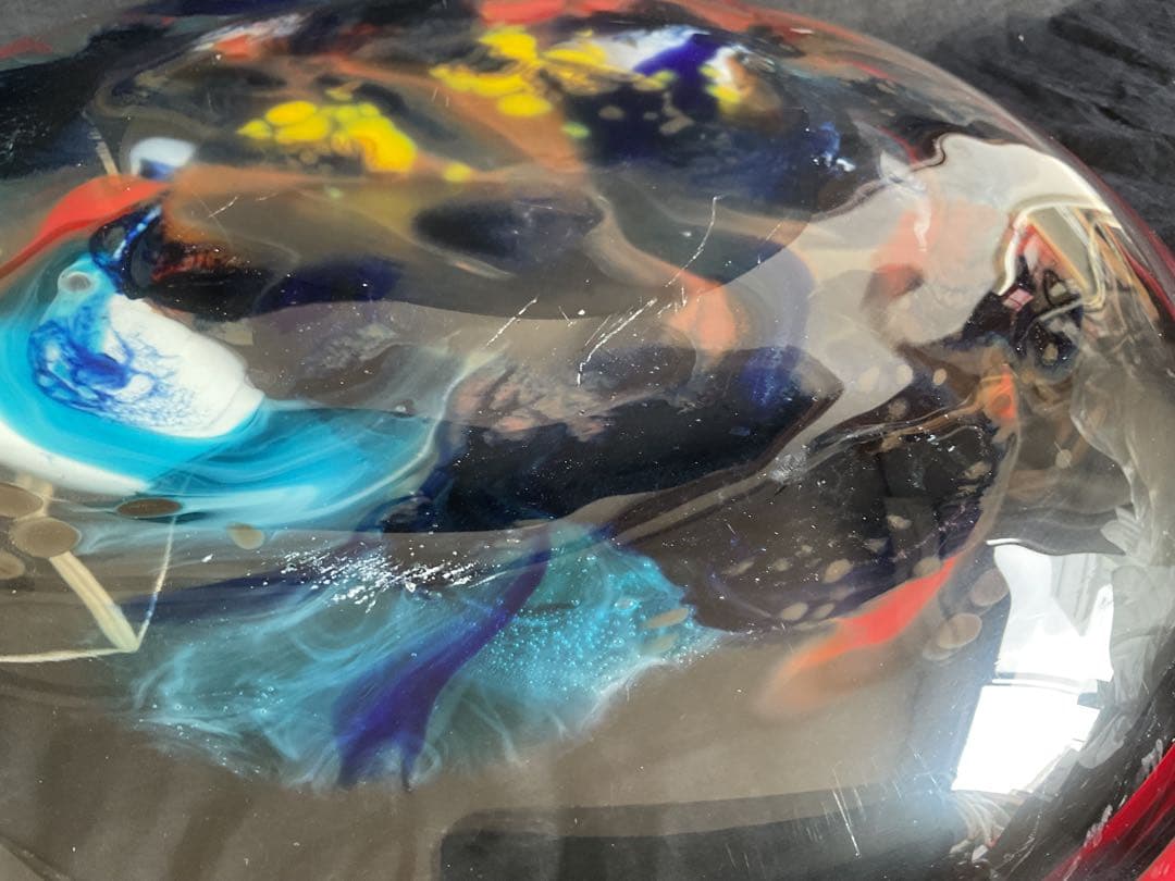 岩田藤七(1893-1980) 美しい「ガラス抽象画大皿」アート絵皿