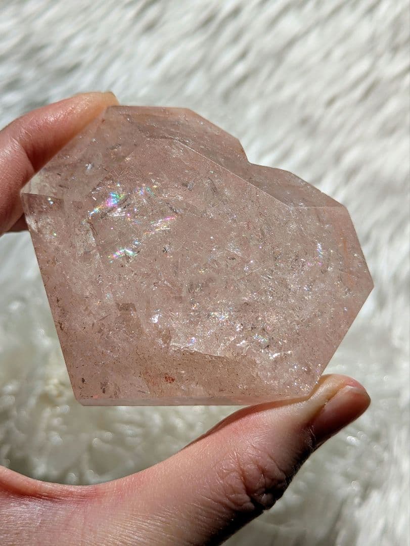 ① ♡ピンクアゼツライト（通称） ピンククリアクォーツ♡カクカクハート