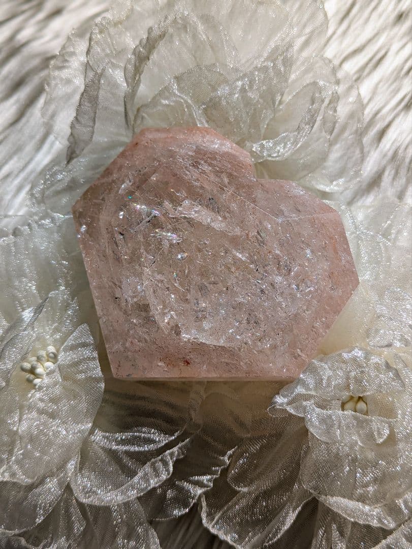 ① ♡ピンクアゼツライト（通称） ピンククリアクォーツ♡カクカクハート
